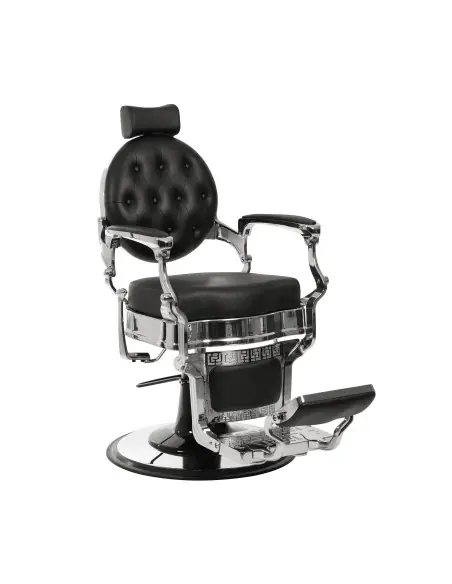Sillón de barbero vintage para hombre Florence NEGRO-PLATA 