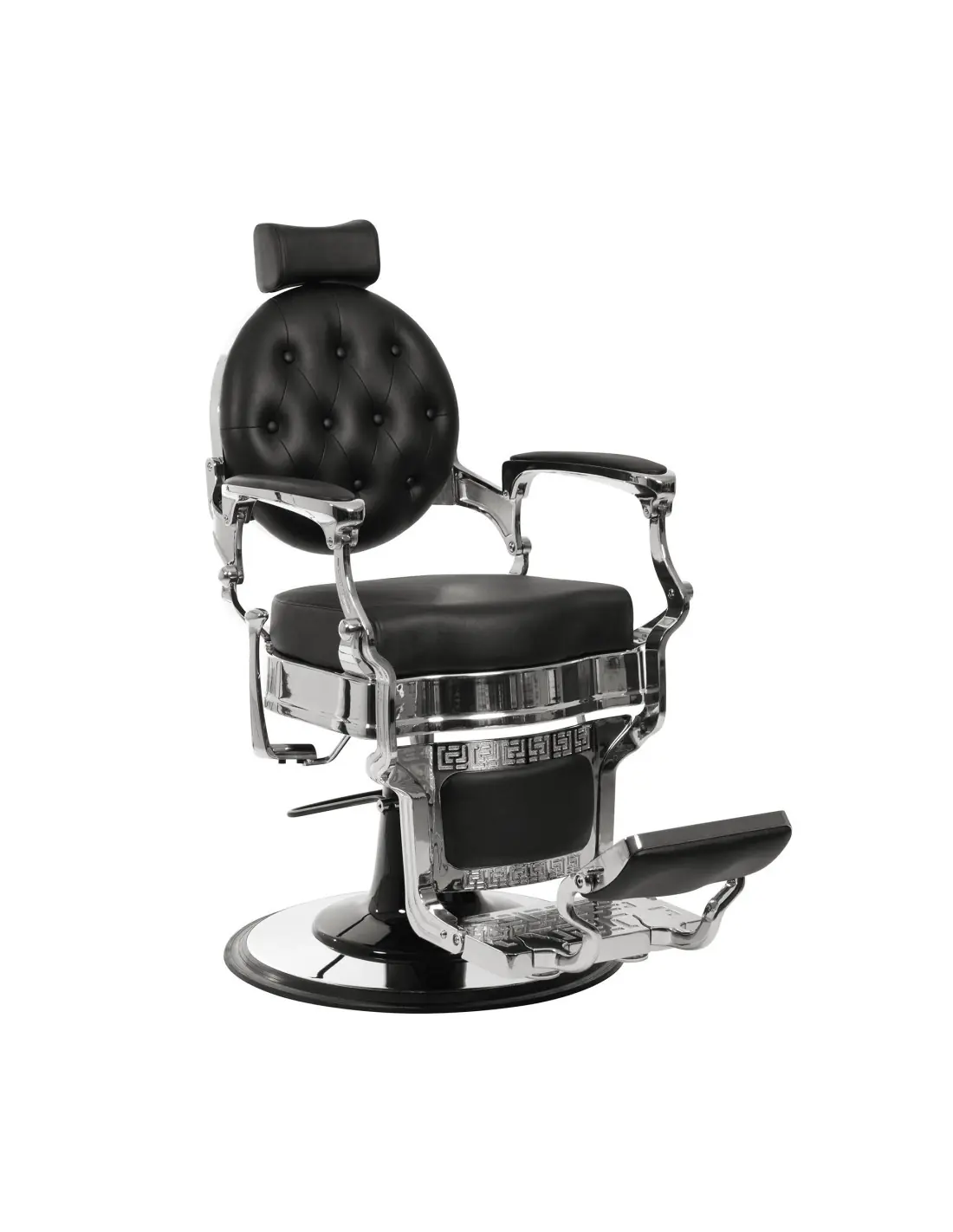 Fauteuil Barbier Florence Noir-Argent – Style Métal Vintage & Confort Pro 