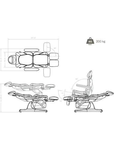 elektrische podotherapiestoel WIT DONKERGRIJS 3 Motoren