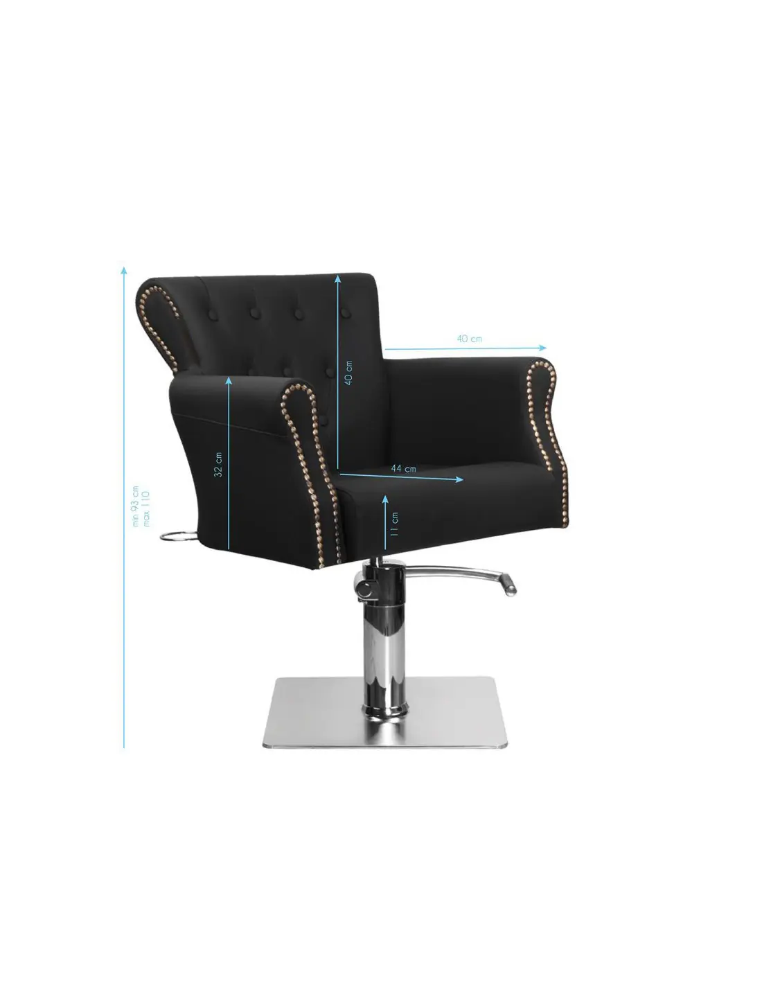 Sillón de peluquería acolchado alberto negro 