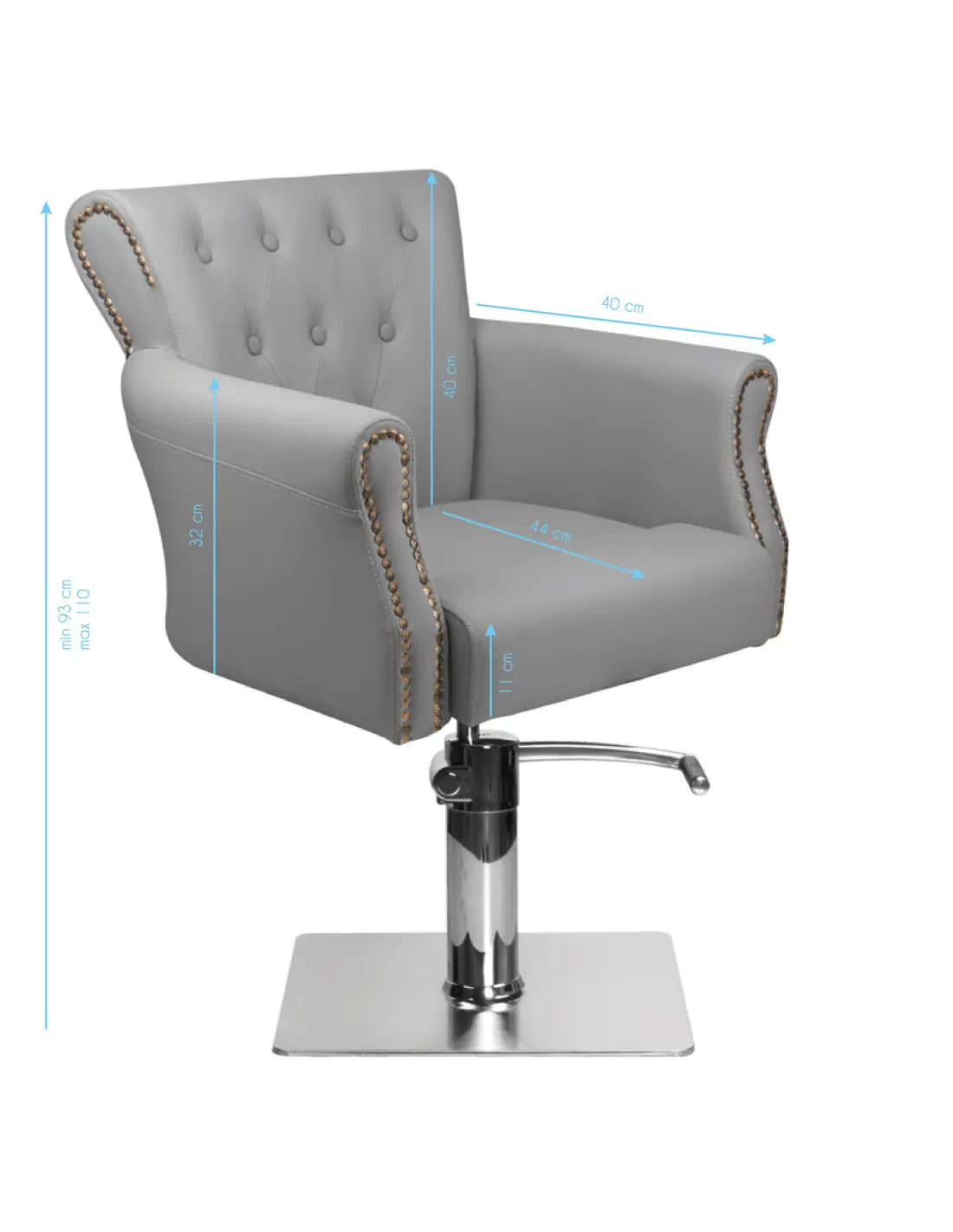 Sillón de peluquería acolchado alberto gris 