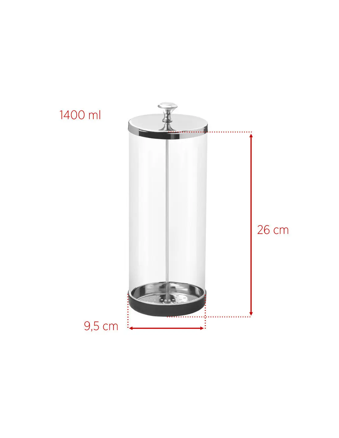 Pojemnik szklany do dezynfekcji narzędzi 1400 ml 