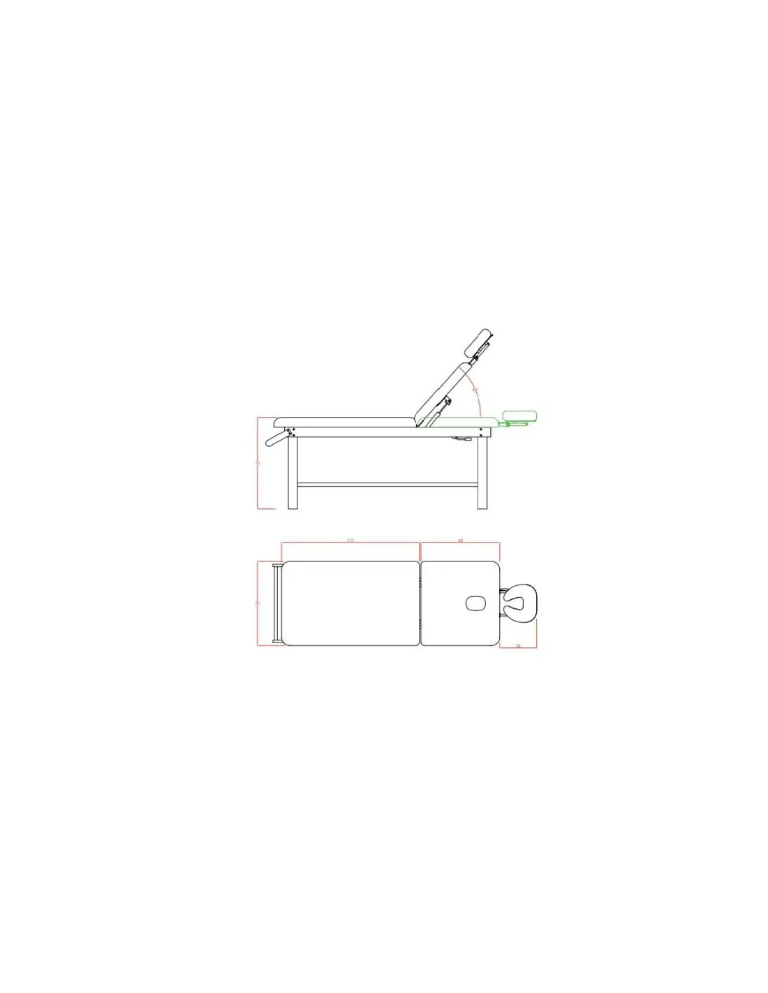 Table de Massage 2216.A26.DB Table massage fixe 2 plans bois couleur wengé