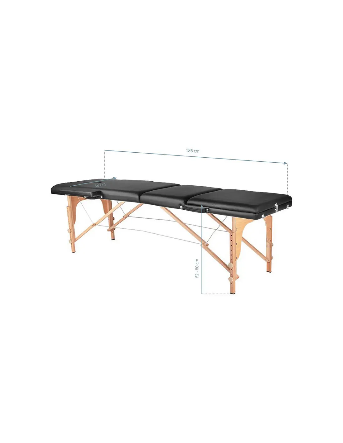 Table de massage pliante en bois 3 segments Comfort Activ Fizjo noir 