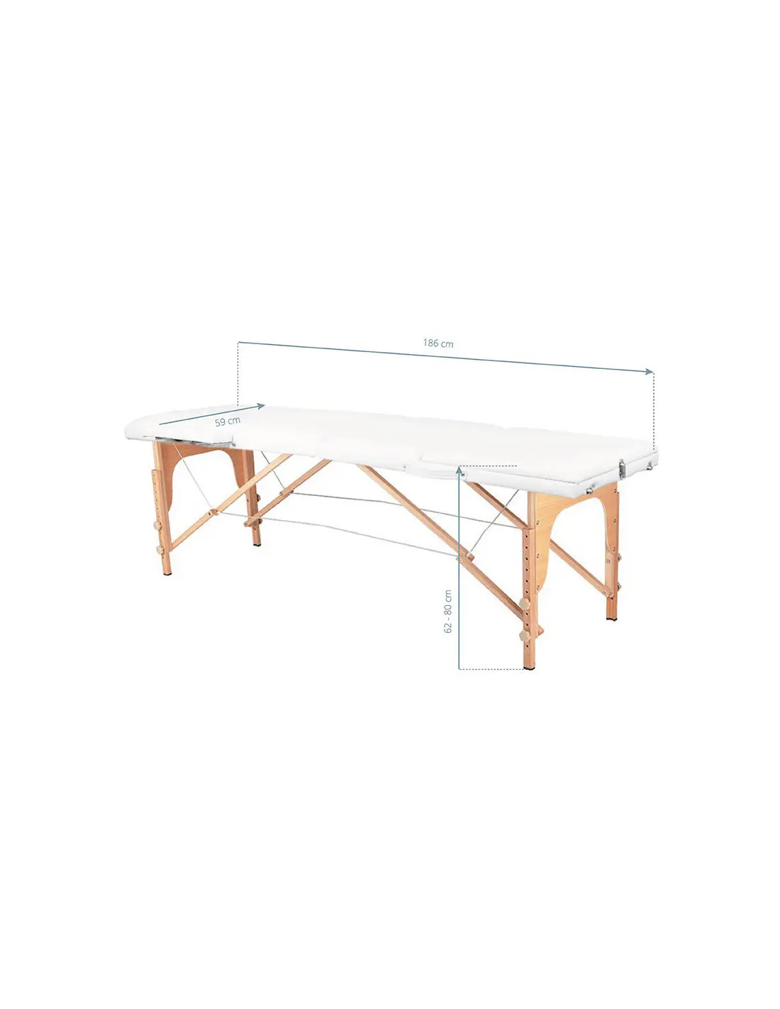 Table de massage pliante en bois 3 segments Comfort Activ Fizjo blanc 