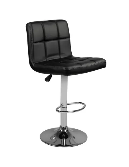 Taburete de bar capitoné ajustable negro M06