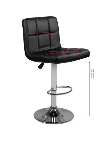 Taburete de bar capitoné ajustable negro M06