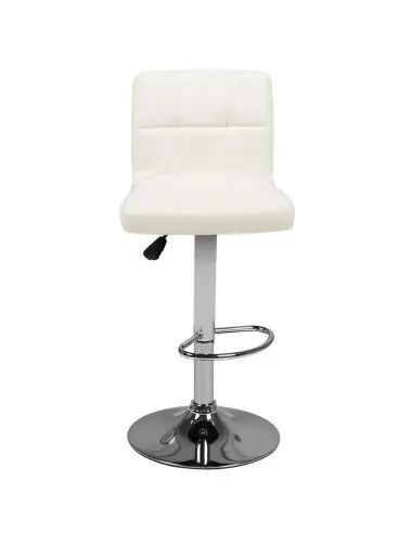 Taburete de bar capitoné ajustable blanco M06