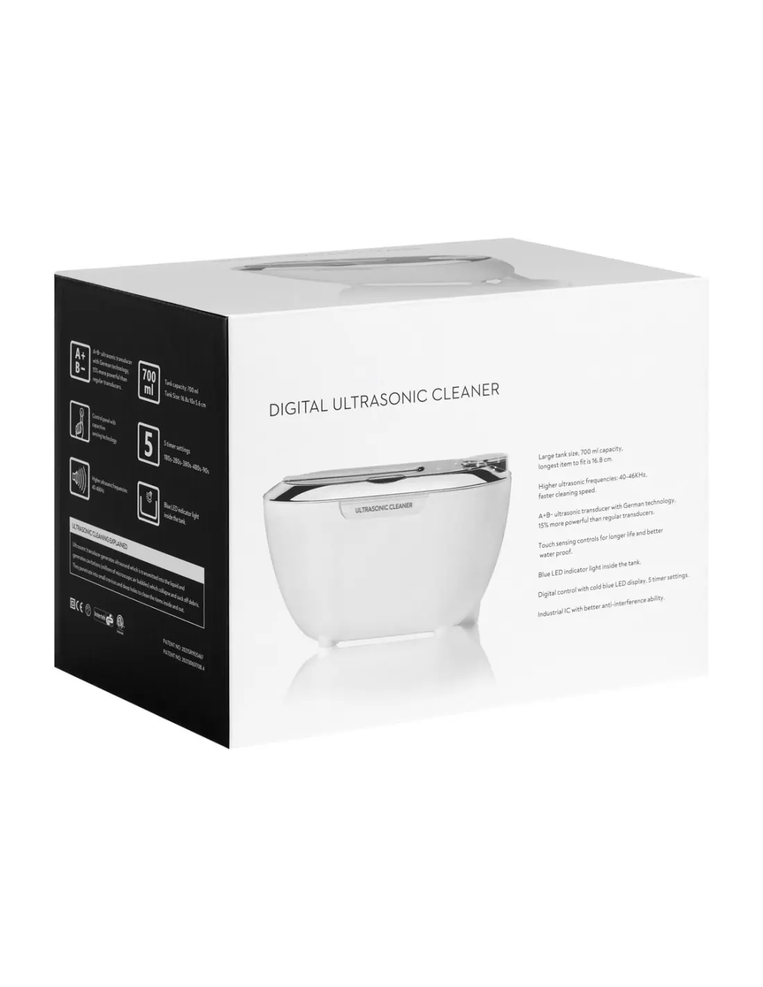 Tappo pulitore ad ultrasuoni ACD-3840. 0,6L 31W bianco 