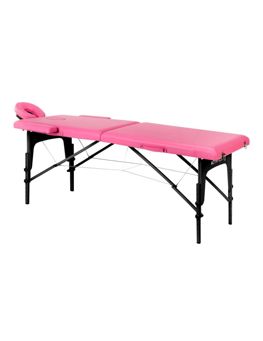 Camilla de masaje plegable Comfort Activ Fizjo, 2 segmentos, rosa, madera negra