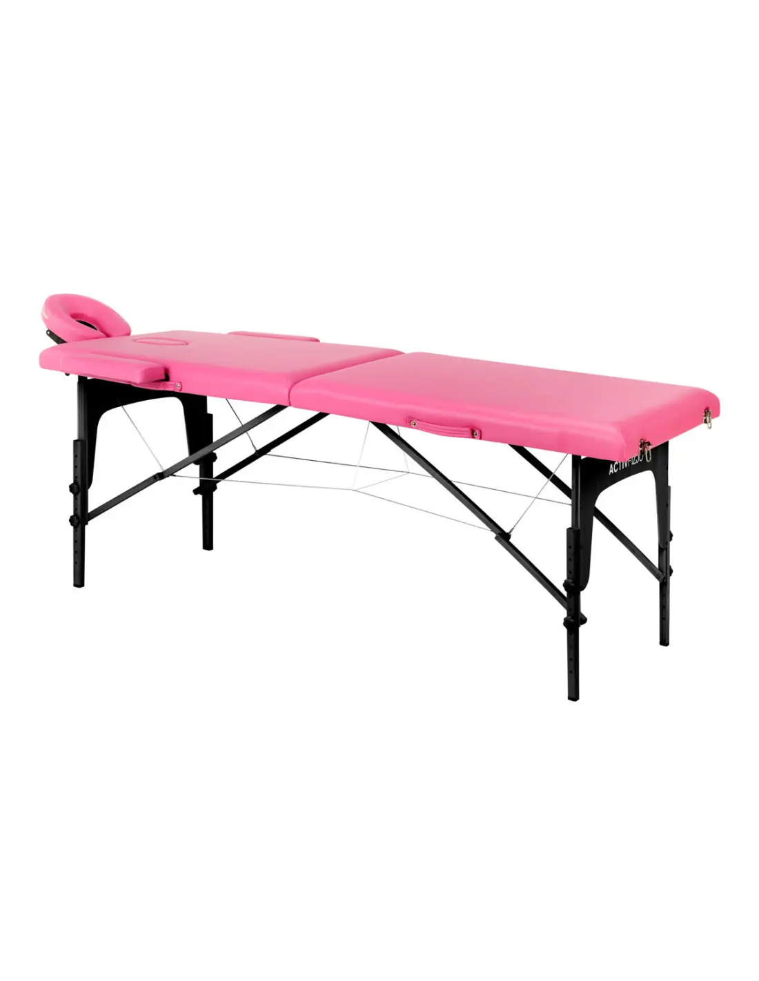 Comfort Activ Fizjo folding massage table, 2 segments, pink, black wood
