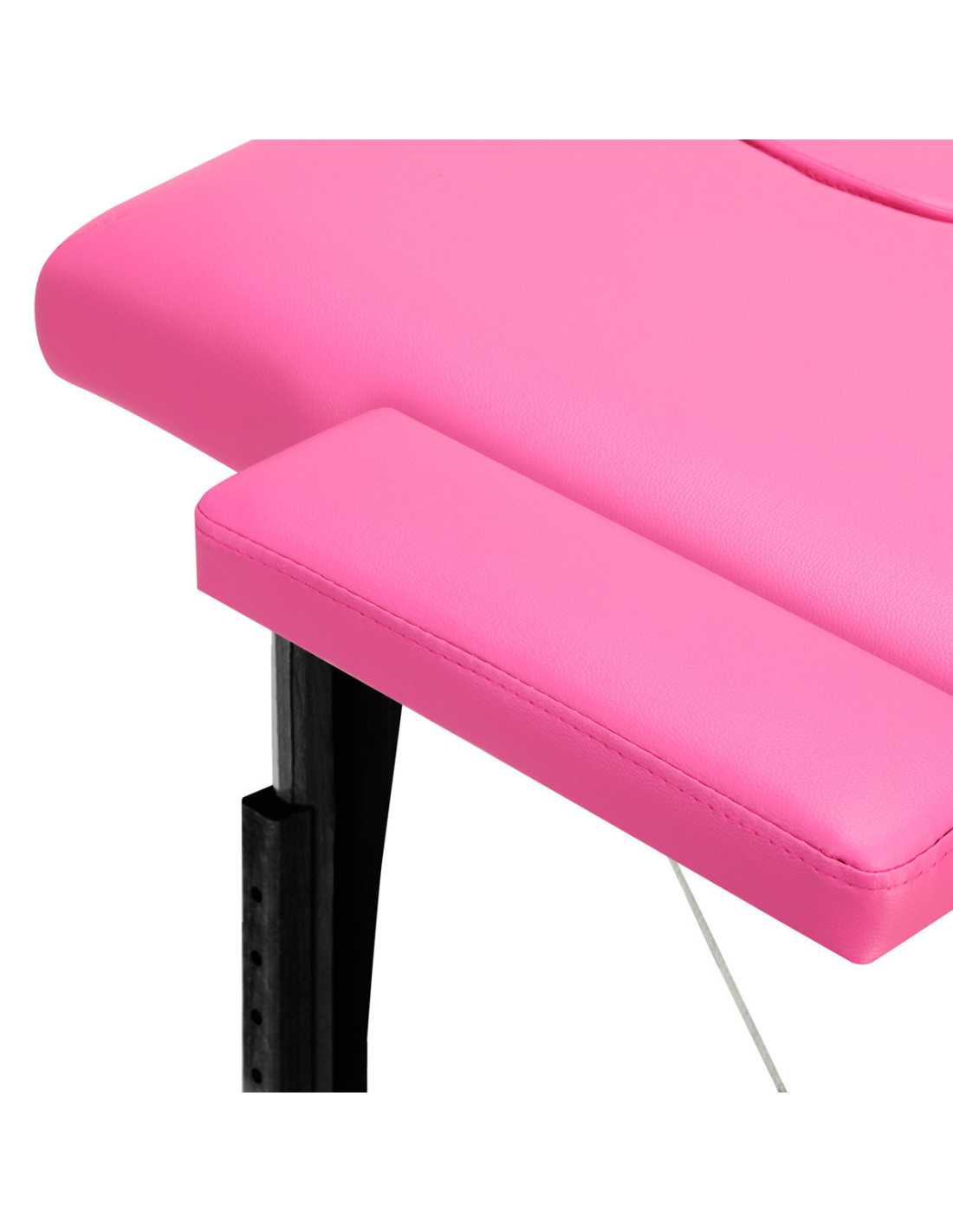 Camilla de masaje plegable Comfort Activ Fizjo, 2 segmentos, rosa, madera negra