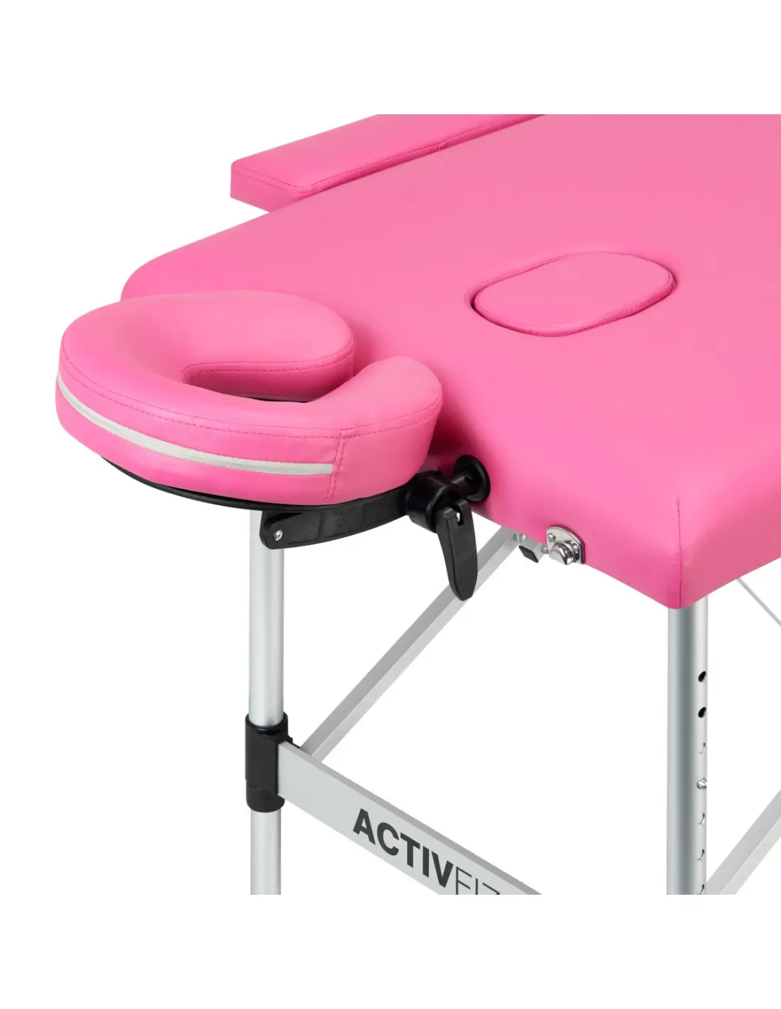 Activ Fizjo 2-segment comfort folding massage table in aluminium, pink