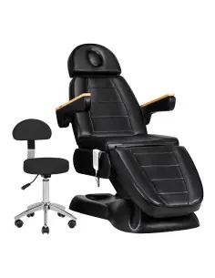 Cadeira elétrica cosmética sillon lux 273b + banqueta 304 preta