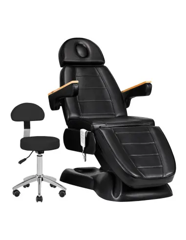 Fotel kosmetyczny elektryczny sillon lux 273b + stołek 304 czarny