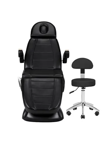 Fotel kosmetyczny elektryczny sillon lux 273b + stołek 304 czarny