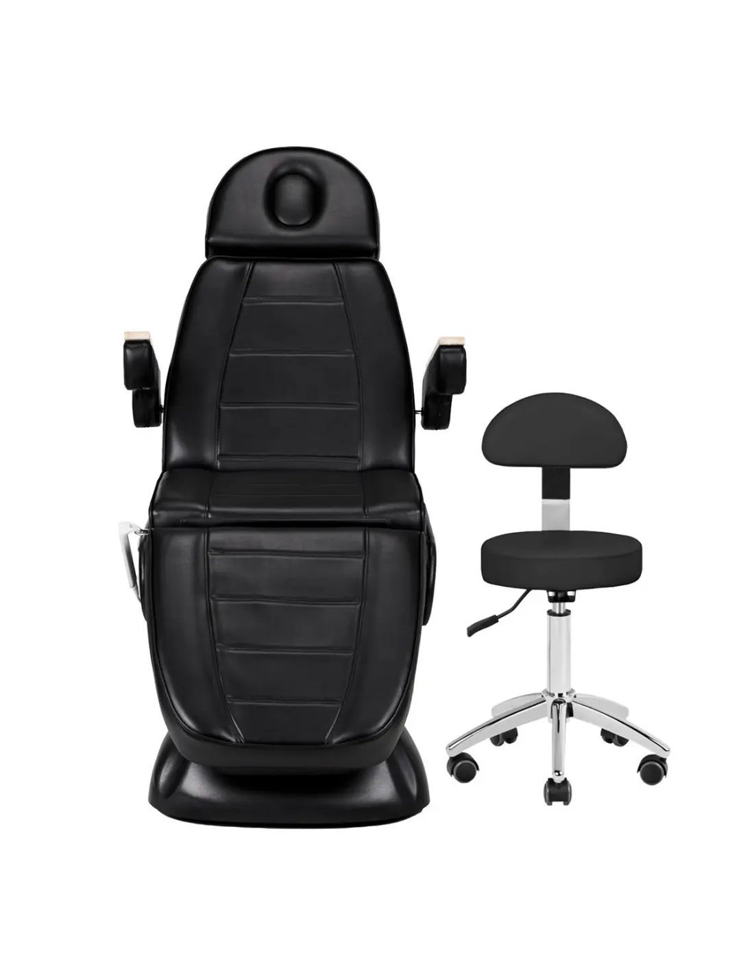 Fotel kosmetyczny elektryczny sillon lux 273b + stołek 304 czarny