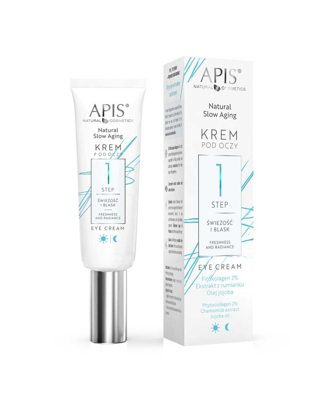 Apis Natural slow aging Krem pod oczy STEP 1 świeżość i blask 15 ml 