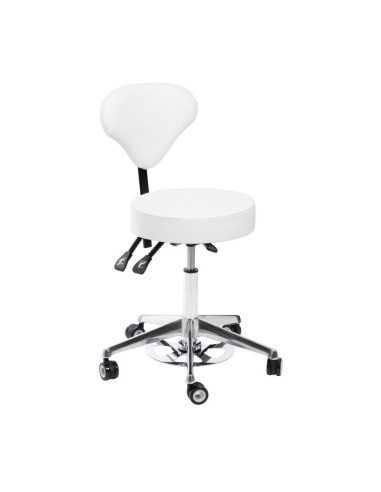 White spa aesthetic rolling stool