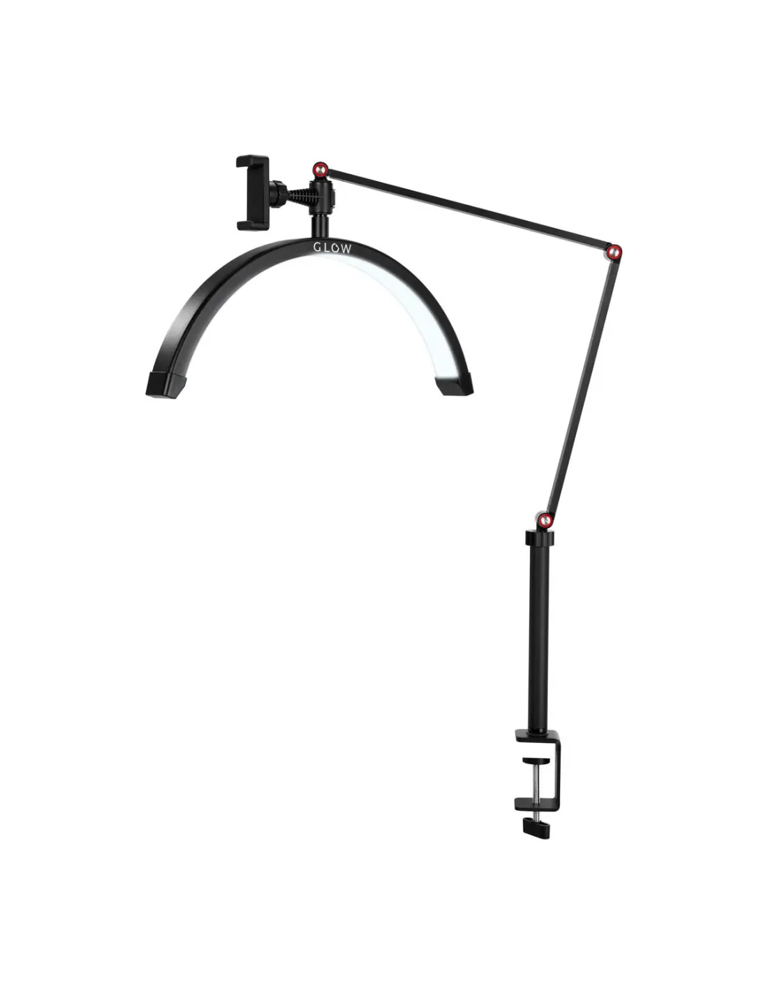 Die Lampe Glow MX3 ist schwarz und weiß 