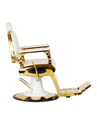 Sillón de barbero Imperial Dorado y Blanco: Elegancia Real y Refinamiento Absoluto