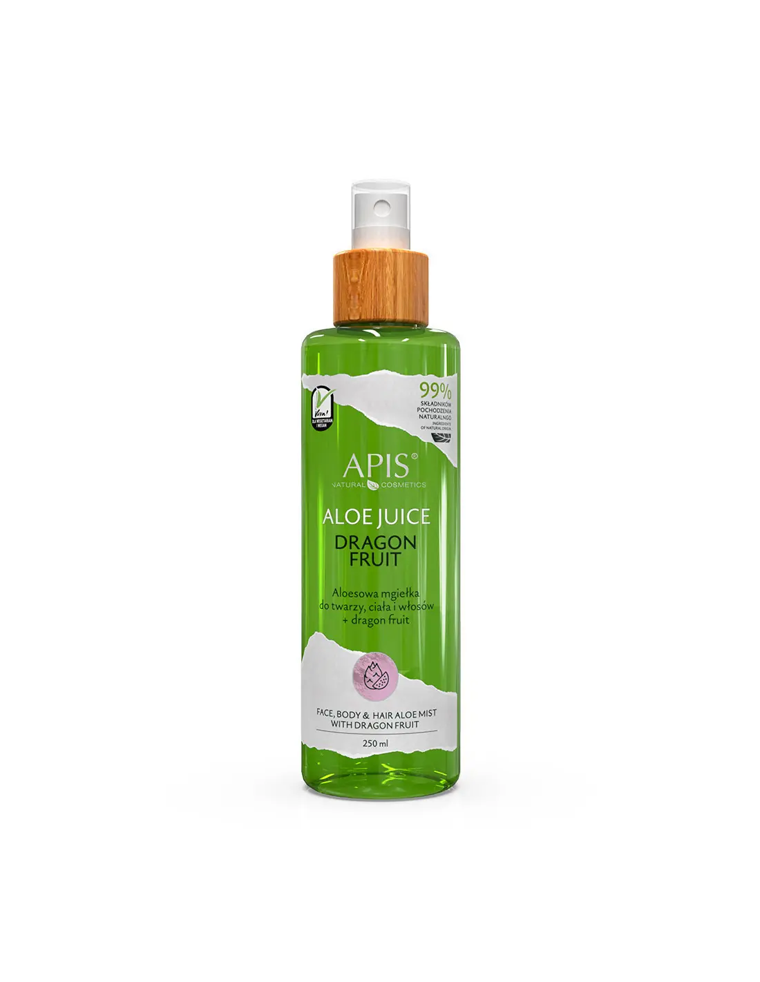 Apis natural aloe vera aloesowa mgiełka do twarzy, ciała i włosów dragon fruit 250 ml 