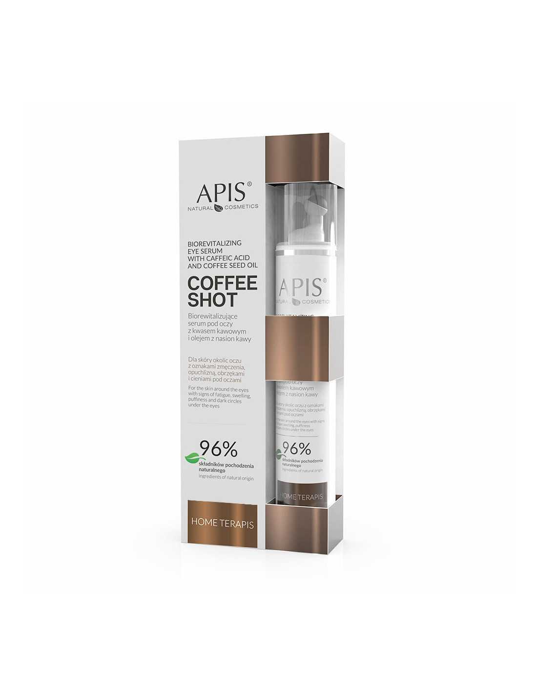 Apis coffee shot home terapis, biorewitalizujące serum pod oczy z kwasem kawowym i olejem z nasion kawy 10 ml 