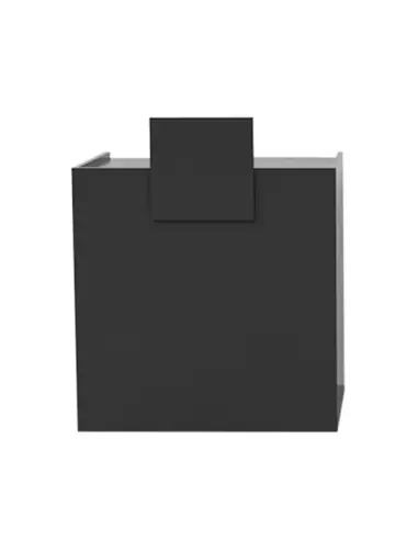 Black wood reception desk - black decor