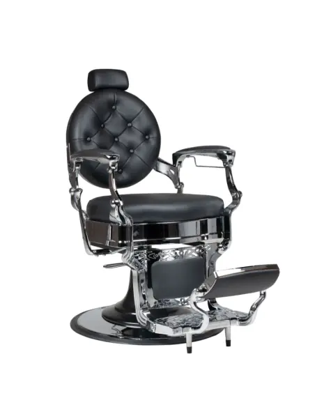 Sillón de barbero Moretti vintage NEGRO-PLATA 