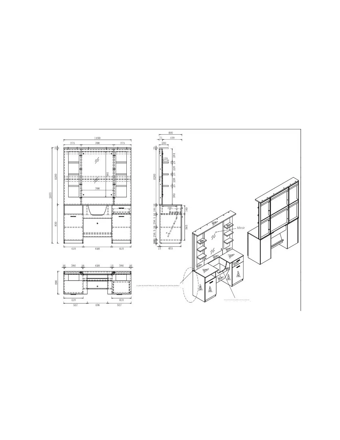 Lot 3 poste barber meuble barbier shop arizona v1 