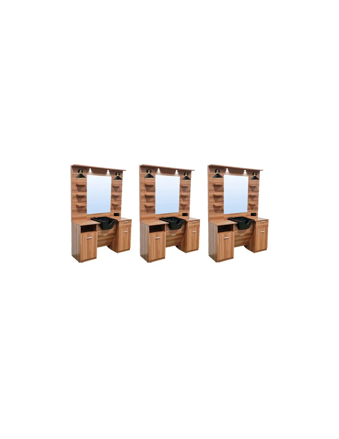 Lot 3 poste barber - meuble barbier shop v2- led 