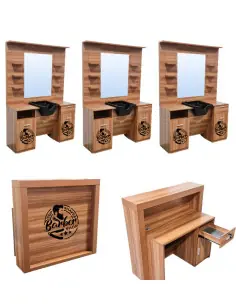 Workstation and counter set - barber furniture