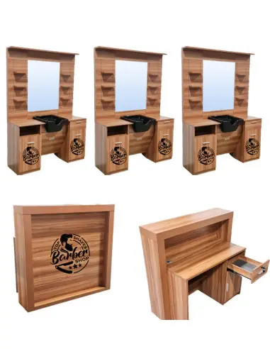 Workstation and counter set - barber furniture