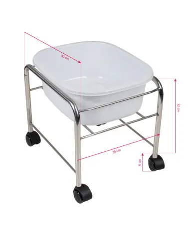 Brodzik do pedicure prosty z kółkami chrom 