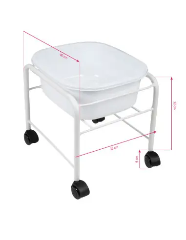 Brodzik do pedicure prosty z kółkami biały 