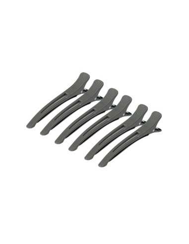 Klamry klipsy fryzjerskie do włosów E-12B 6 szt. 11,5 cm szare 