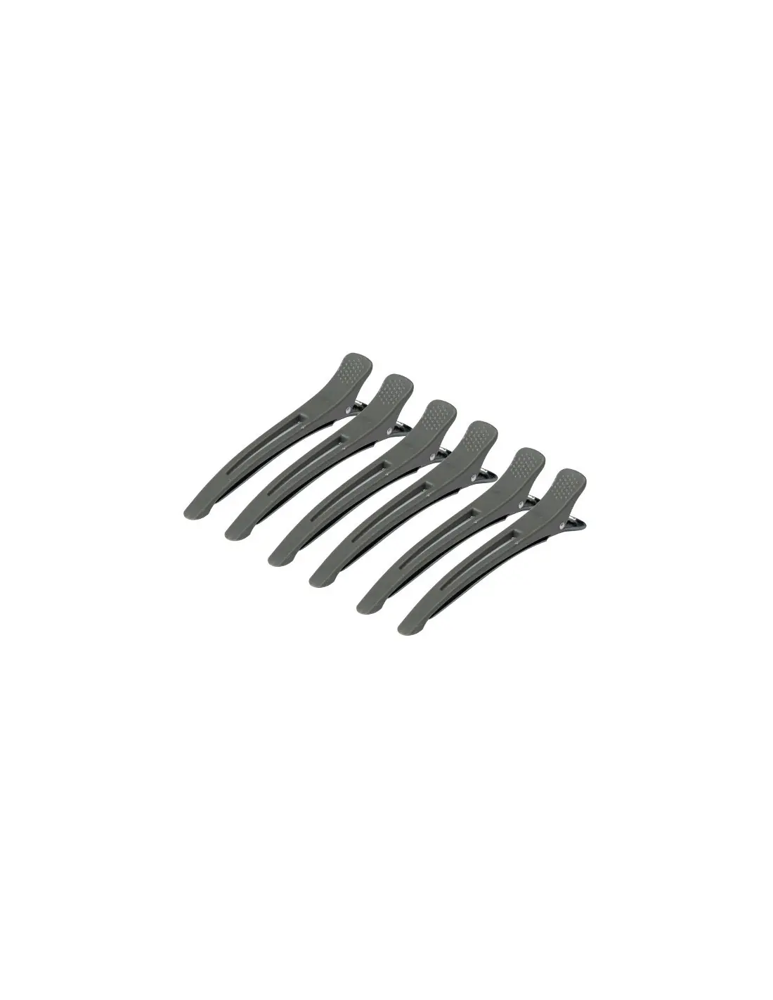 Klamry klipsy fryzjerskie do włosów E-12B 6 szt. 11,5 cm szare 