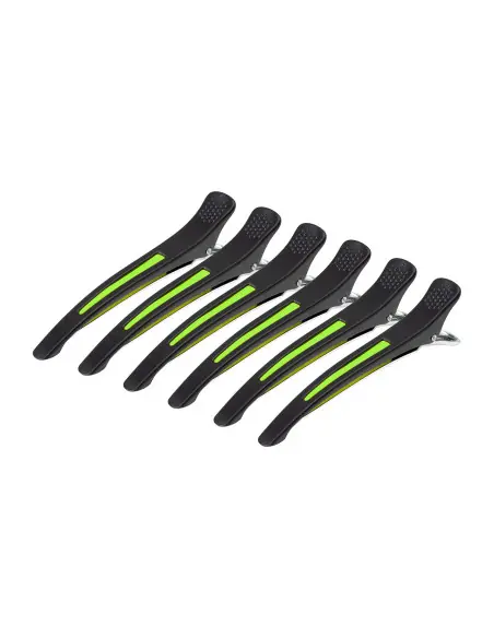 Klamry klipsy fryzjerskie do włosów E-13 6 szt. 11.5 cm mix neon 