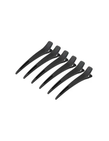 Klamry fryzjerskie do włosów Carbon E-15 6 szt. 11,5 cm czarne 