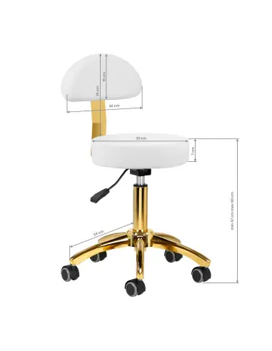 Taboret kosmetyczny AM-304G złoto biały