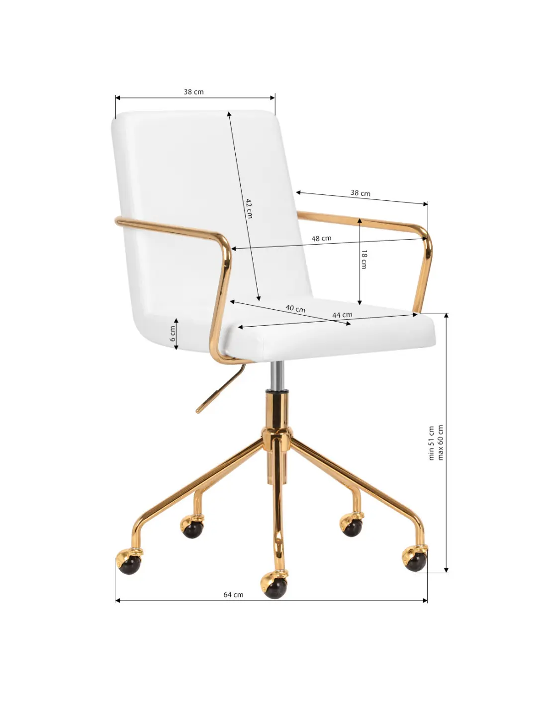 Krzesło Kosmetyczne QS-OF211G złoto białe