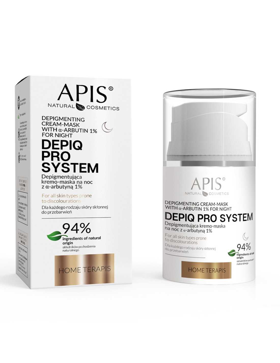 APIS DEPIQ PRO SYSTEM Depigmentująca kremo-maska na noc z α-arbutyną 1%, 50 ml 