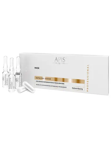 APIS DEPIQ PRO SYSTEM Mask to zaawansowanej depigmentacji przebarwień, 10x3ml + 10x0.7g 