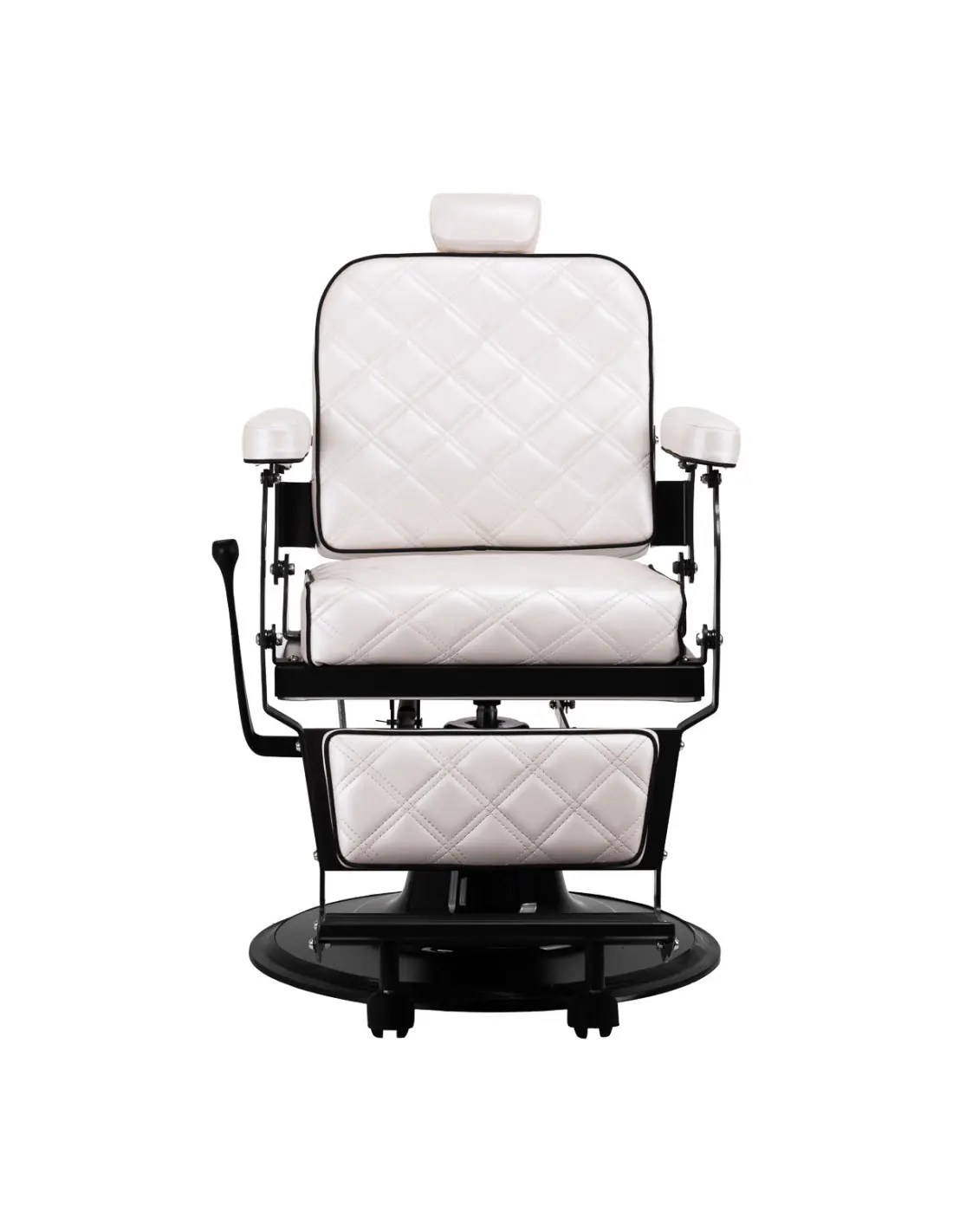 Cadeira de barbeiro Eleganzo Pearl White – Design puro e conforto profissional