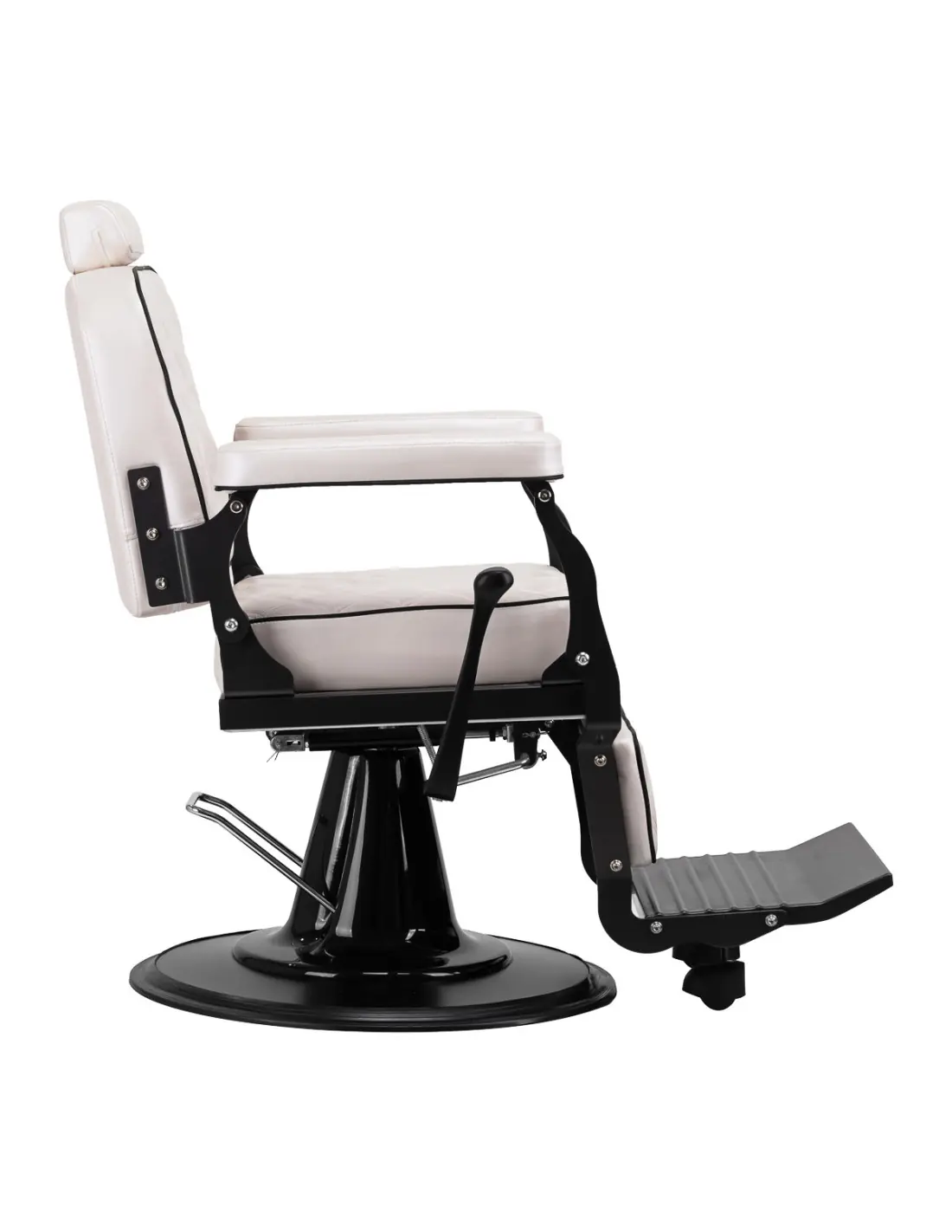 Cadeira de barbeiro Eleganzo Pearl White – Design puro e conforto profissional