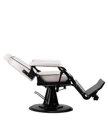 Cadeira de barbeiro Eleganzo Pearl White – Design puro e conforto profissional