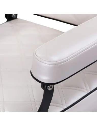 Cadeira de barbeiro Eleganzo Pearl White – Design puro e conforto profissional