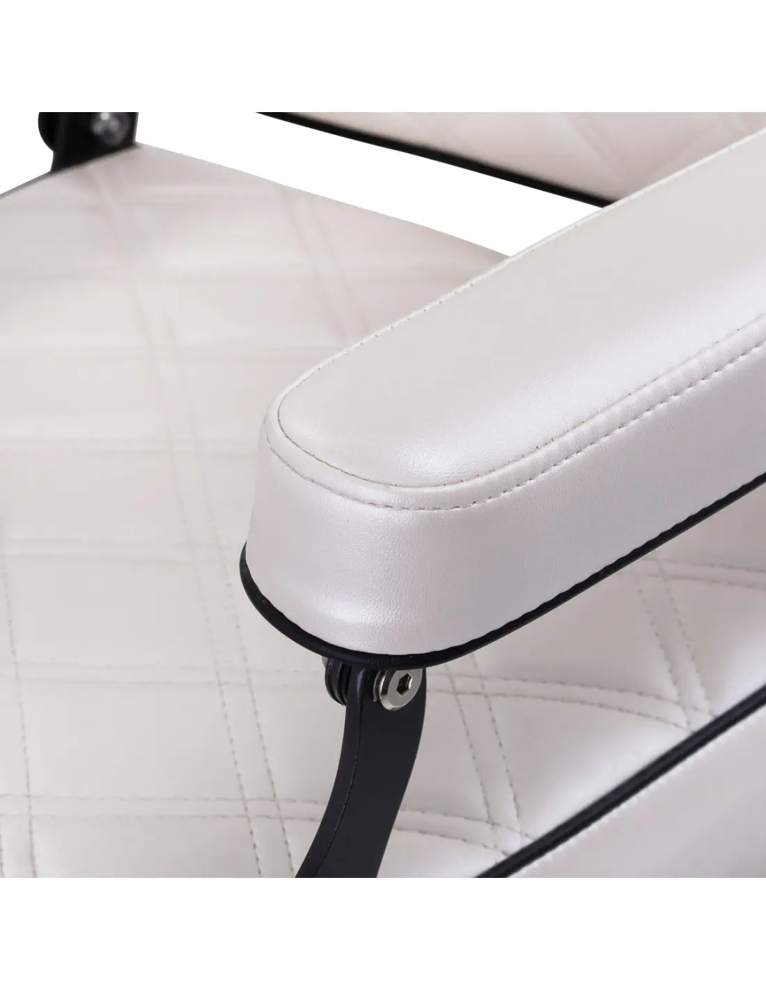 Cadeira de barbeiro Eleganzo Pearl White – Design puro e conforto profissional