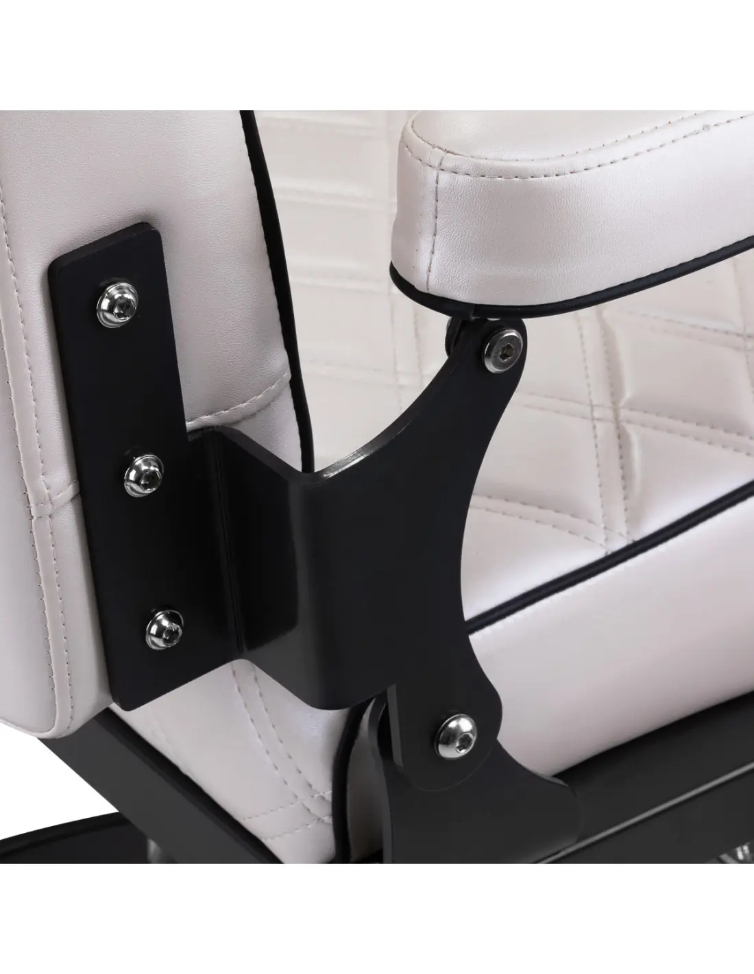 Cadeira de barbeiro Eleganzo Pearl White – Design puro e conforto profissional