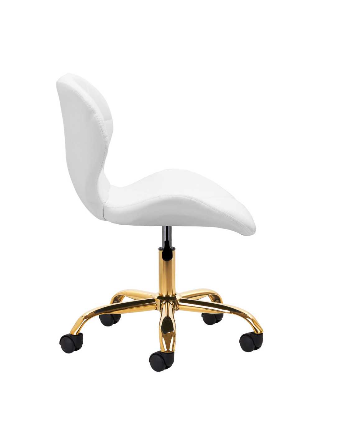 Weißer Kosmetikhocker Elegancia mit goldenem Gestell 